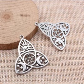 Fashion Jewelry PENTAGRAM PAGAN WITCHY SYMBOL SUN MOON STAR Charm 925 Plated Silver 20" Necklace