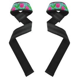 Correas de muñeca con purpurina falsa, diseño de flores azules, 26 pulgadas, antideslizantes, para levantamiento de pesas, levantamiento de peso, ejercicio, entrenamiento de fuerza, guantes de