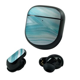 MightySkins Glossy Glitter Skin Compatible with Bose QuietComfort Earbuds II (2022) - Aquamarine Quartz | Protective, Durable High-Gloss Glitter Finish | Easy to Apply and Change | Made in The USA