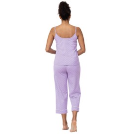PajamaGram Womens PJs Cotton Capris - Womens Pajamas Set, Lavender, L, 12-14
