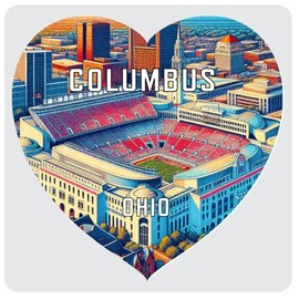 Columbus Ohio Travel Souvenir Destination 4x4-Inch Heart Design Coaster Acrylic 4 Pack