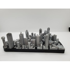 Downtown Dallas Skyline 3D Printed by TheRoller3D (Black Bottom, Gray Top)