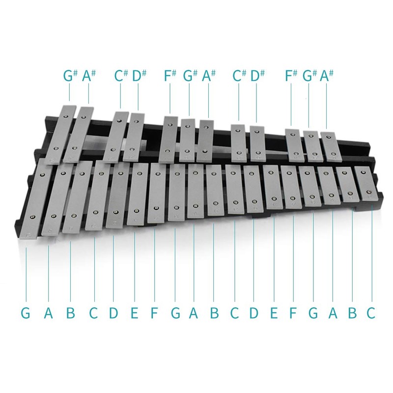ENNBOM 30 Notes Foldable Glockenspiel Xylophone Vibraphone Percussion Instrument (Black