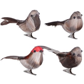 4Pcs Artificial Birds Vivid Looking Real Bird Photo Props with Clip Small Diy Bird Decorations for Wedding