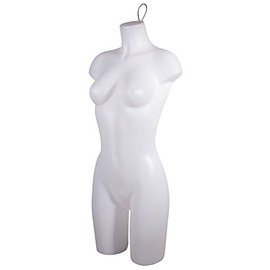 Display and Fixture Store Female Torso Form - No Arms, Wire Loop, 7/8" Flange for Base