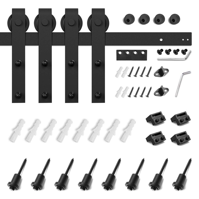 SMARTSTANDARD 10FT Double Barn Door Hardware Kit, Sliding Door Track-Smoothly