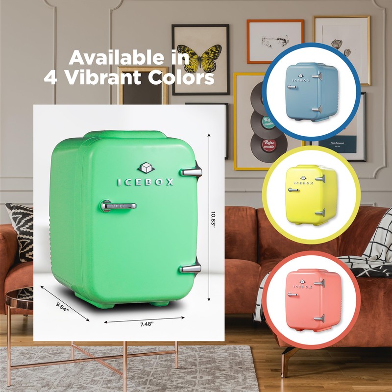 ICEBOX IBMF4MNT Mini Fridge For Bedroom, Skincare Refrigerator, Portable Cooler