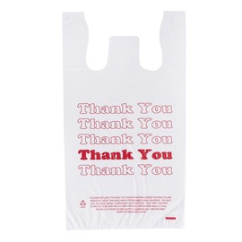 SSWBasics White Thank You Bags Case of 1000-11 ½” x 6" x 21" - Thickness .48mil HDPE- Standard Supermarket Size, Perfect for Grocery, Retail, Convenience Stores, Take-Out and Home Use