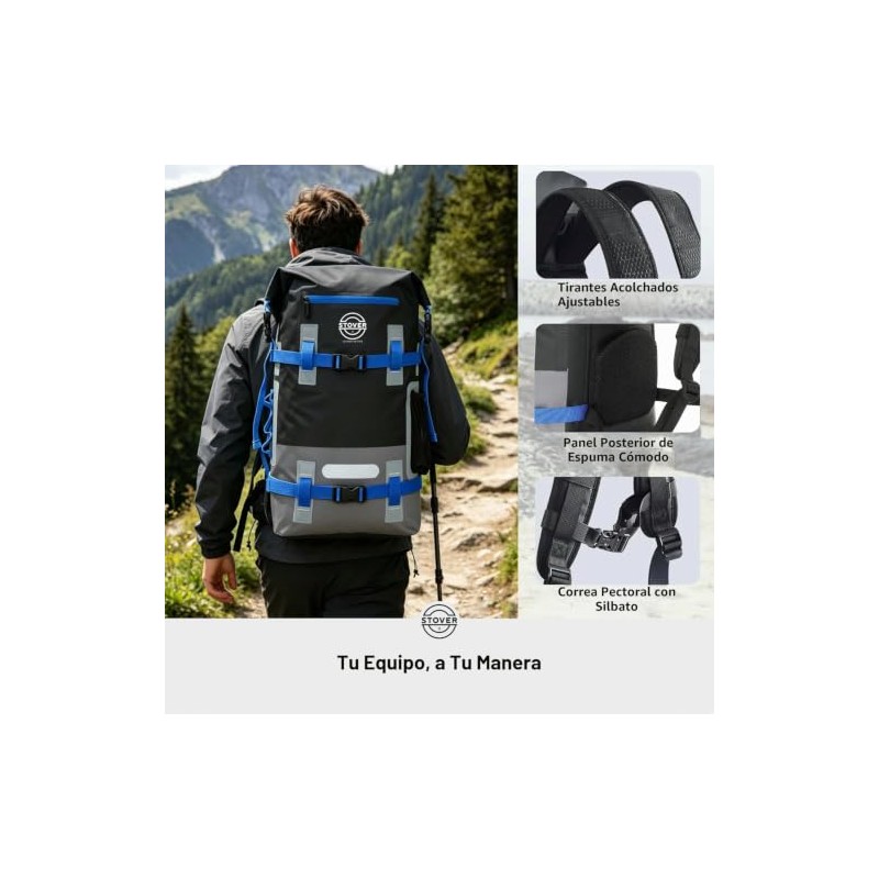 Stover 40L Mochila impermeable con funda para teléfono – Bolsa