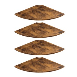 JJL Corner Shelves, 12 Inch Deep Corner Shelf Wall Mounted with Wire Hole, 4 Tier Circular arc Corner Hanging Shelving for Wall Storage, for Speaker, Cable Box, Rust Brown