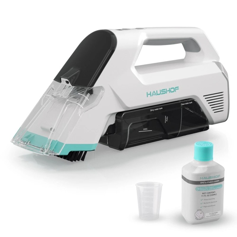 HAUSHOF 12V Handheld Cordless Carpet Cleaner 6.5KPa w/2 Tanks Spot