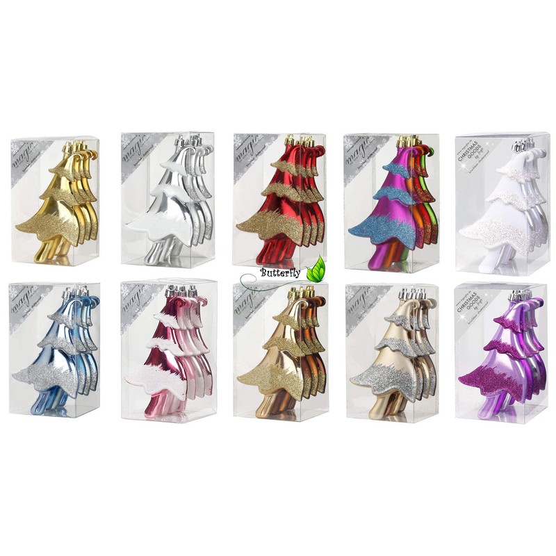 4 Pieces Plastic Tree 14.5 cm (Silver) PVC Shatterproof //