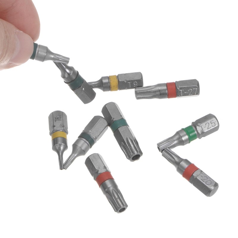 sourcing map 8 x T9 Torx Hexagonal Screwdriver Bit 1/4