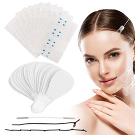 160pcs Face Lift Tape Face Tape Lifting Invisible with 3 Pieces Elastic Lifting Ropes Face Tape Instantly Lifts High Elasticity Instant Face Lift Tape V-Shaped(COLOR:white)