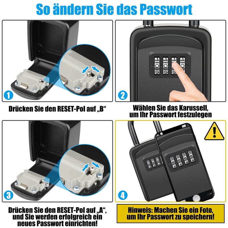 Diyife Key Safe with Shackle, Weatherproof 4 Digit Key Safe