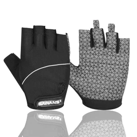 Gel Cycling Gloves Fingerless Padded Mountain Bike Bicycle Gloves Anti-slip Gym MTB Half Finger Reflective Biking Mitts Shock Absorbing Hiking Sports (Black, S)