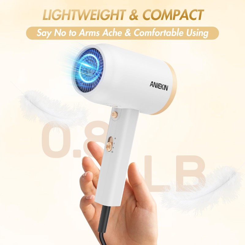 ANIEKIN Hair Dryer, 1875W Ionic Blow Dryer with Diffuser and