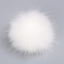 1Pc White 12cm Faux Fur Pom Fake Fur Fluffy Hair Pompom Ball DIY Poms Ball for Hats Scarves Gloves Bags, Fringe Finishes, Finishes and Embellishments