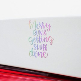 Messy Bun and Getting Stuff Done (Hologram) (Set of 2) Premium Waterproof Vinyl Decal Stickers for Laptop Phone Accessory Helmet Car Window Mug Tuber Cup Door Wall Decoration - ANGsticc16284HO