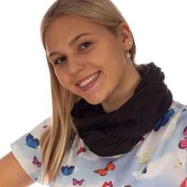 DOLCE ABBRACCIO by RiemTEX Loop Scarf Women's Tube Scarf with Secret Compartment Cuddly Loop Scarf Made of Jersey Neckerchief in Plain Colours, black