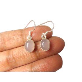 Art Gecko 925 Sterling Silver Rose Quartz Oval Pink Earrings RQER2903181, Sterling Silver, Quartz