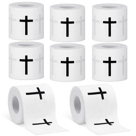 Geiserailie 8 Pcs Christian Athletic Tape with Cross Sports Tape 2in x 23ft Jesus Cotton Wrist Tape for Sports Athlete Trainers Tennis Gymnastics Boxing Athlete First Aid Injury Wrap