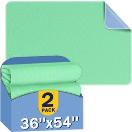 2 Pack 36” x 54” Extra Heavy Absorbency Washable Underpads, Waterproof Nursing Pads Incontinence Bed Pads, Reusable Washable Pee Pads for Dogs, Diaper Changing & Adults, Mattress Protector