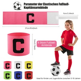 Pack of 6 Captain's Armband Children's Football Captain's Bracelet Football Player's Armband Adjustable Captain Bracelet Elastic Captain's Armband Men's Multicoloured Player's Armband for Football,