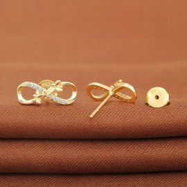 MicLee Stud Earrings 925 Sterling Silver Cubic Zirconia Women's Infinity Symbol Three Small Butterfly Earrings Earrings with Gift Bag, Super Christmas Gift, Silver