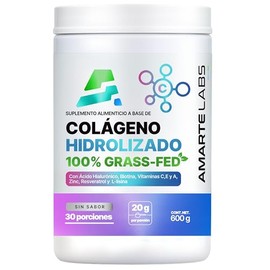 AMARTE LABS Colágeno Hidrolizado Grass-Fed | 20 g por Porción | Fórmula Completa con Ácido Hialurónico, Biotina, Resveratrol y Vitamina C | Piel, Cabello y Articulaciones | 600 g (30 Porciones)