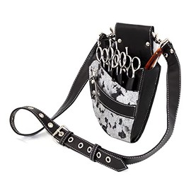 Hairdressing Scissor Pouch by Kassaki Black Check Tool Belt Bag Limited Edition (Silver Patched Snake)