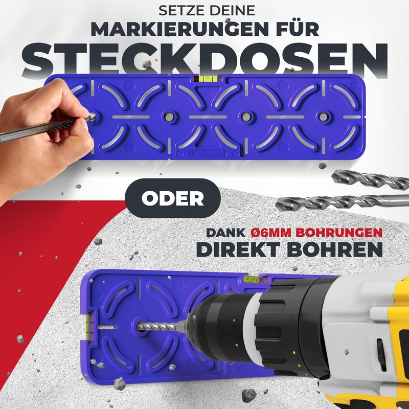 MaKoen Drilling template for sockets, switch boxes with 71 mm