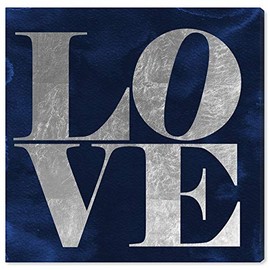The Oliver Gal Artist Co. Typography and Quotes Wall Art Canvas Prints 'Solid Gold Navy Silver' Home DÃ©cor, 16" x 16", Blue, Gray