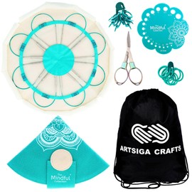 KnitPro Mindful Explore Set 10 inch Circular Knitting Needles Size 0, 1.5, 2.5, 4, 6. 7, 8, 10, Scissors, Gauge, Stitch Markers & More, Fabric Case with Project Bag