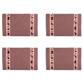 Cow and Pig Country Plaid 13 x 19 Cotton Embroidered Appliqued Placemats Set of 4