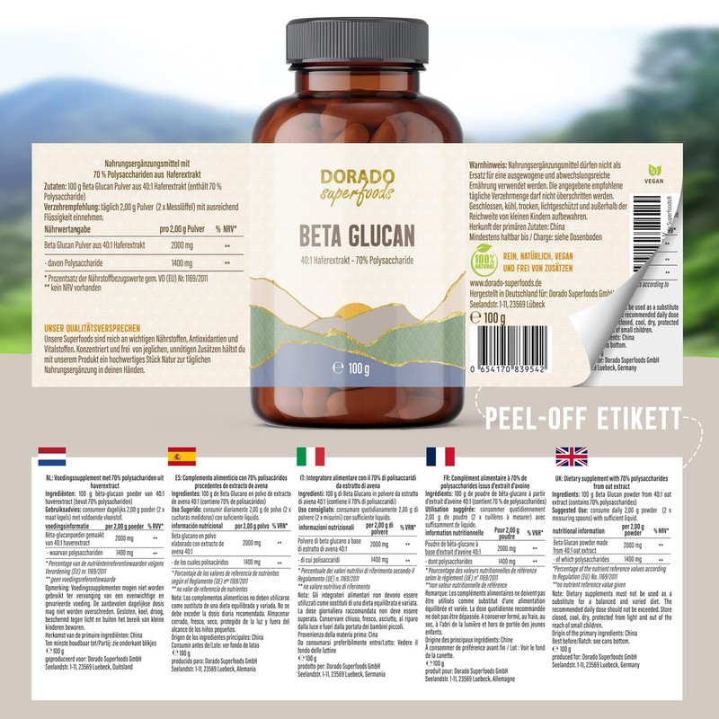 Beta Glucan Powder from 40:1 Oat Extract - 100 g