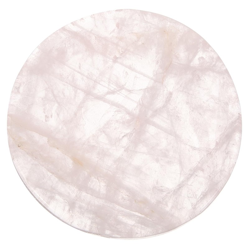 Rose Quartz Crystal Coasters, Round Gemstone Coaster for Drinks Pink