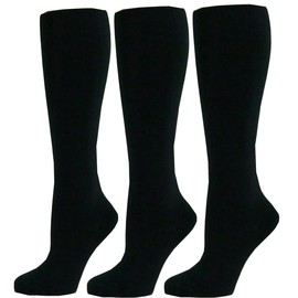 ITRAT Womens Plain Cotton Blend Lycra Knee High Socks Girls Knee High sock Back to School Sock's Uniform Party Wear Long Sock's (Black)