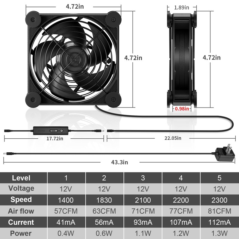 upHere Big Airflow 4 x 120mm x 25mm Computer Fan