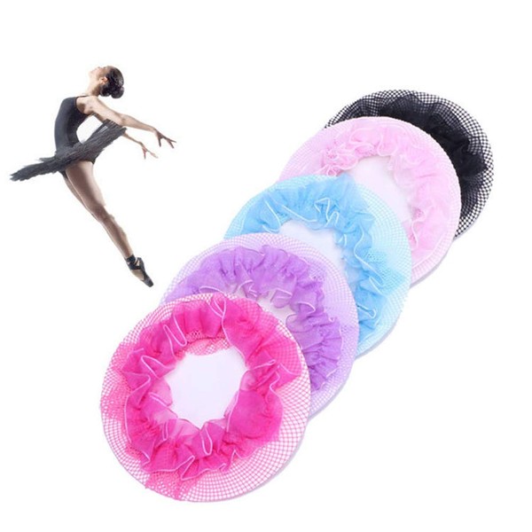 10Pcs Colored Hair Nets Reusable Flower Edge Elastic Band Bun Cover for Ballet Dancer Skating Gymnastics Performance Dancers Hair Accessories
