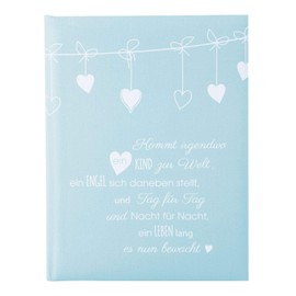 Goldbuch Baby Record Book, Poetry Blue with 44 Illustrated Pages 21 x 28 cm – Linen, Blue, 11131