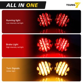 Universal Motorcycle LED Turn Signals Lights Small Bullet Front Rear Blinkers Tail Lights Compatible with Harley Iron 1200 Softail Victory Suzuki Chopper Bobber Cafe Racer (GRILLE-Chrome, Red&Amber)