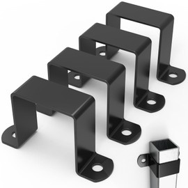 1.5"x1.5" Square Tube Strap Clamp, U shaped Steel Pipe Clamp Bracket, Square Pipe Clamp, Powder Coated Black