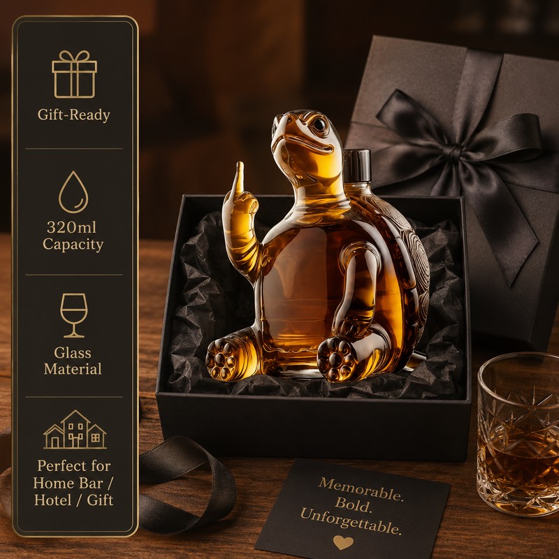 Turtle-Shaped Glass Decanter for Home Bar Display – 320 mL
