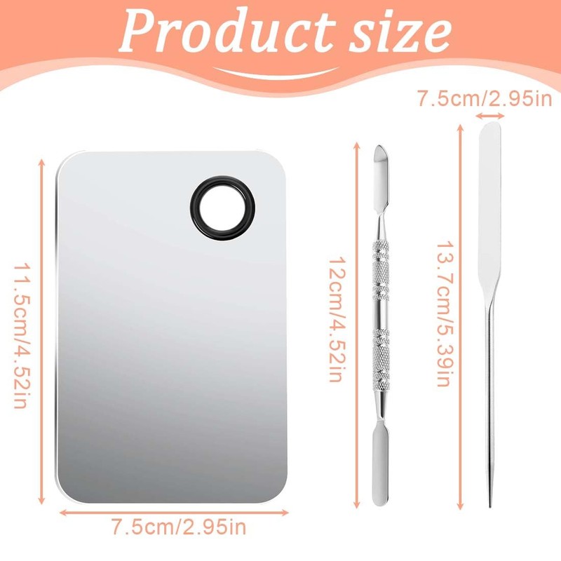 AEIOPRS 1 Stainless Steel Makeup Palette and Spatula Set Cosmetic