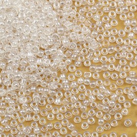 Bala&Fillic Crystal Pearl Color 4mm Glass Seed Beads About 1400pcs in Box 6/0 Glass Craft Seed Beads for Jewelry Making (Crystal Pearl)