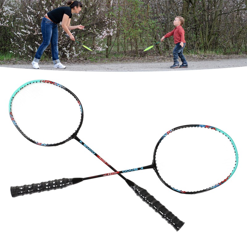 2PCS Badminton Rackets Iron Alloy Frame Integrated Shuttlecock Racquets for