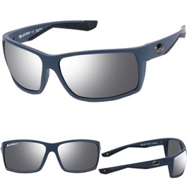 WIESMANN Polarized Sports Sunglasses for Men Women Retro Finishing Sun glasses for Men UV Square Sunglasses 18150（Blue Gray）