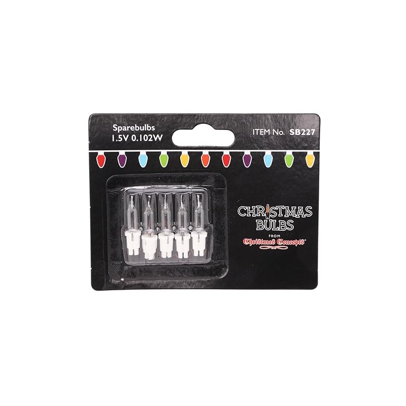 Christmas Concepts 5 Clear Push in Spare Replacement Bulbs 1.5v