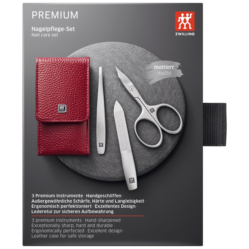 Zwilling Twinox Manicure-Etui aus Rindleder, 3-tlg.